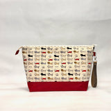 Long Cats XL Zipper Knitting Project Craft Bag with Detachable Leather Wrist Strap