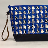 Simply Cats Royal XL Zipper Knitting Project Craft Bag with Detachable Leather Wrist Strap