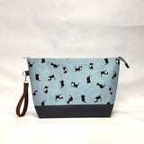 Tuxedo Cats XL Zipper Knitting Project Craft Bag with Detachable Leather Wrist Strap
