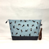 Tuxedo Cats XL Zipper Knitting Project Craft Bag with Detachable Leather Wrist Strap