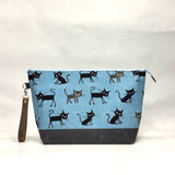 Cocoland Big Cats XL Zipper Knitting Project Craft Bag with Detachable Leather Wrist Strap