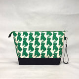 Caught in the Cat XL Zipper Knitting Project Craft Bag with Detachable Leather Wrist Strap