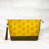 Maker Cats  Mustard XL Zipper Knitting Project Craft Bag with Detachable Leather Wrist Strap