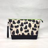 Whiskers Cats XL Zipper Knitting Project Craft Bag with Detachable Leather Wrist Strap