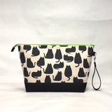 Whiskers Cats XL Zipper Knitting Project Craft Bag with Detachable Leather Wrist Strap