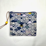 Ocean Waves Cats Teal Padded Zipper Pouch / Coin Purse / Gadget / Cosmetic Bag