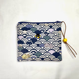 Ocean Waves Cats Teal Padded Zipper Pouch / Coin Purse / Gadget / Cosmetic Bag