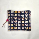 Cool Cats Navy Padded Zipper Pouch / Coin Purse / Gadget / Cosmetic Bag