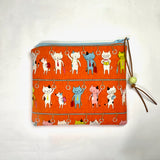 Train Ride Cats Orange Padded Zipper Pouch / Coin Purse / Gadget / Cosmetic Bag