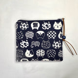 Cat Faces Padded Zipper Pouch / Coin Purse / Gadget / Cosmetic Bag