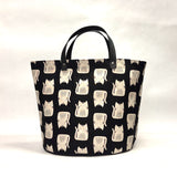 Maker Cats Black Oval Bottom Knitting Craft Tote Bag