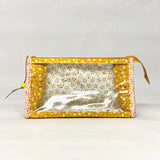 Ditsy Goldenrod Vinyl Front Medium Zipper Knitting Project Craft Bag