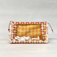 Flower Plaid Raspberry Vinyl Front Medium Zipper Knitting Project Craft Bag