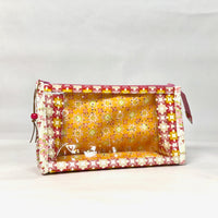 Flower Plaid Raspberry Vinyl Front Medium Zipper Knitting Project Craft Bag