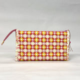 Flower Plaid Raspberry Vinyl Front Medium Zipper Knitting Project Craft Bag