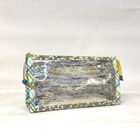 Grey Batik Vinyl Front Medium Zipper Knitting Project Craft Bag
