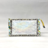 Grey Batik Vinyl Front Medium Zipper Knitting Project Craft Bag