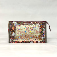 Wild Rose Burgundy Vinyl Front Medium Zipper Knitting Project Craft Bag