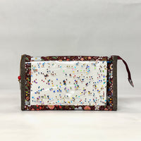 Wild Rose Burgundy Vinyl Front Medium Zipper Knitting Project Craft Bag
