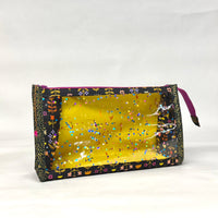 Favorite Flowers Meadow Vinyl Front Medium Zipper Knitting Project Craft Bag