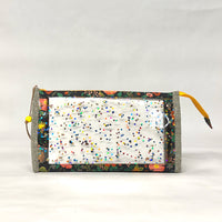 Poppy Fields Black Vinyl Front Medium Zipper Knitting Project Craft Bag