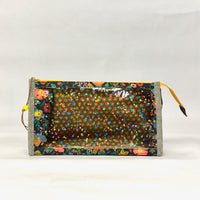 Poppy Fields Black Vinyl Front Medium Zipper Knitting Project Craft Bag