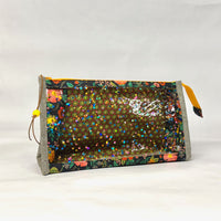 Poppy Fields Black Vinyl Front Medium Zipper Knitting Project Craft Bag