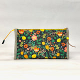 Poppy Fields Black Vinyl Front Medium Zipper Knitting Project Craft Bag