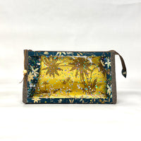 Floating Flowers Navy Vinyl Front Medium Zipper Knitting Project Craft Bag