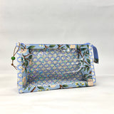 Peonies Blue Vinyl Front Medium Zipper Knitting Project Craft Bag