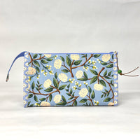 Peonies Blue Vinyl Front Medium Zipper Knitting Project Craft Bag