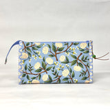 Peonies Blue Vinyl Front Medium Zipper Knitting Project Craft Bag
