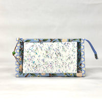 Peonies Blue Vinyl Front Medium Zipper Knitting Project Craft Bag