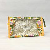 Flower Bed Vinyl Front Medium Zipper Knitting Project Craft Bag