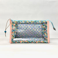 Rosa Blue Metallic Vinyl Front Medium Zipper Knitting Project Craft Bag