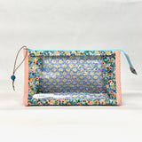Rosa Blue Metallic Vinyl Front Medium Zipper Knitting Project Craft Bag