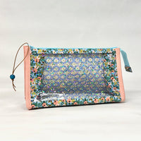 Rosa Blue Metallic Vinyl Front Medium Zipper Knitting Project Craft Bag