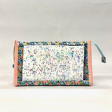 Rosa Blue Metallic Vinyl Front Medium Zipper Knitting Project Craft Bag