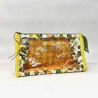 Citrus Floral Mint Vinyl Front Medium Zipper Knitting Project Craft Bag
