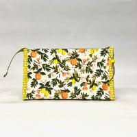Citrus Floral Mint Vinyl Front Medium Zipper Knitting Project Craft Bag