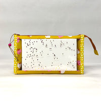 Strawberries Goldenrod Vinyl Front Medium Zipper Knitting Project Craft Bag