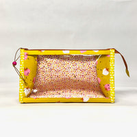 Strawberries Goldenrod Vinyl Front Medium Zipper Knitting Project Craft Bag
