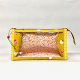 Strawberries Goldenrod Vinyl Front Medium Zipper Knitting Project Craft Bag