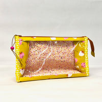 Strawberries Goldenrod Vinyl Front Medium Zipper Knitting Project Craft Bag