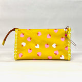 Strawberries Goldenrod Vinyl Front Medium Zipper Knitting Project Craft Bag