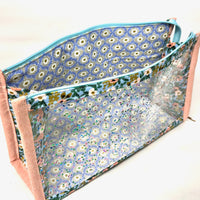 Rosa Blue Metallic Vinyl Front Medium Zipper Knitting Project Craft Bag
