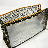 Inflorescence Black Vinyl Front Medium Zipper Knitting Project Craft Bag