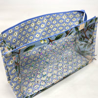 Peonies Blue Vinyl Front Medium Zipper Knitting Project Craft Bag