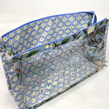 Peonies Blue Vinyl Front Medium Zipper Knitting Project Craft Bag