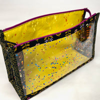 Favorite Flowers Meadow Vinyl Front Medium Zipper Knitting Project Craft Bag